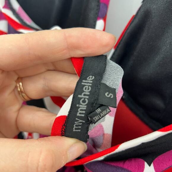 NWT Vintage Y2K 2000s My Michelle Colorful Tie Back Halter Mini Dress Small - Picture 7 of 7